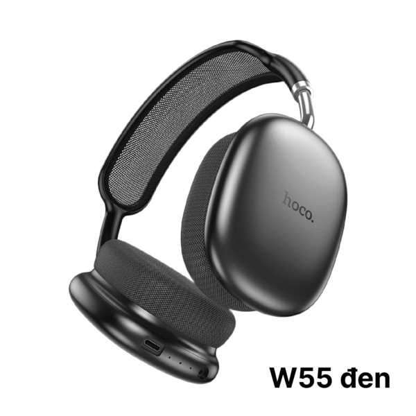 Tai Nghe Bluetooth Hoco W55 Màu Đen – Pin 90H, Bluetooth 5.4, Thiết Kế Trùm Tai
