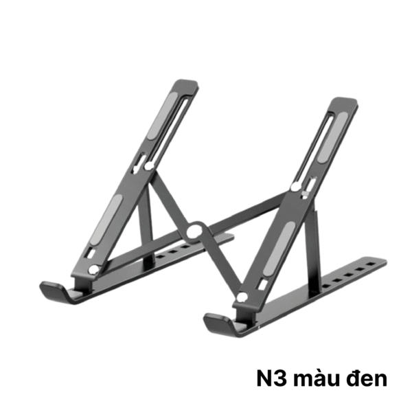 Giá đỡ laptop N3 ĐEN - Nhôm gấp gọn, 7 cấp độ điều chỉnh, cho máy 11-15inch