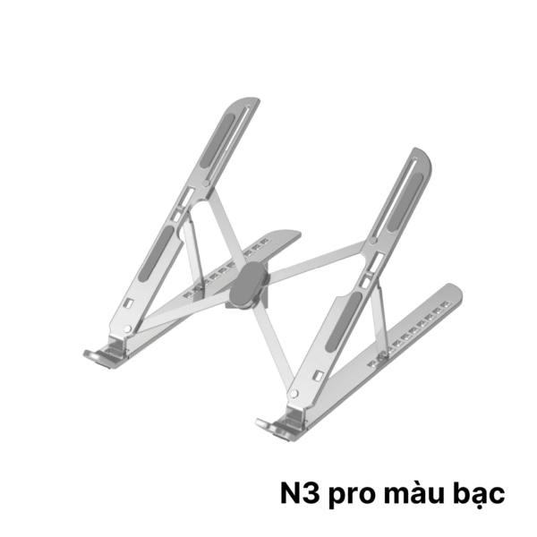 Giá đỡ laptop N3 Pro BẠC - Nhôm gấp gọn, 10 cấp độ điều chỉnh, cho máy 11-15inch