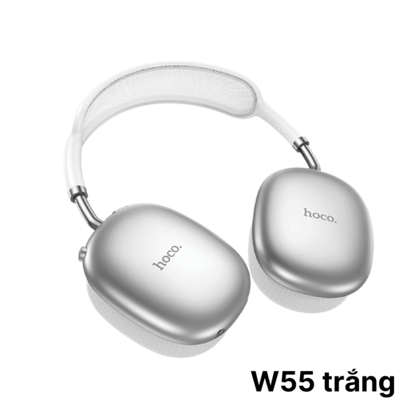 Tai Nghe Bluetooth Hoco W55 Màu Trắng – Pin 90H, Bluetooth 5.4, Thiết Kế Trùm Tai