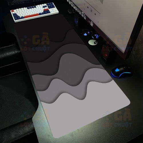 Lót chuột cỡ lớn 90x40 Hoạ tiết sóng biển màu tối V1 Dày 3mm