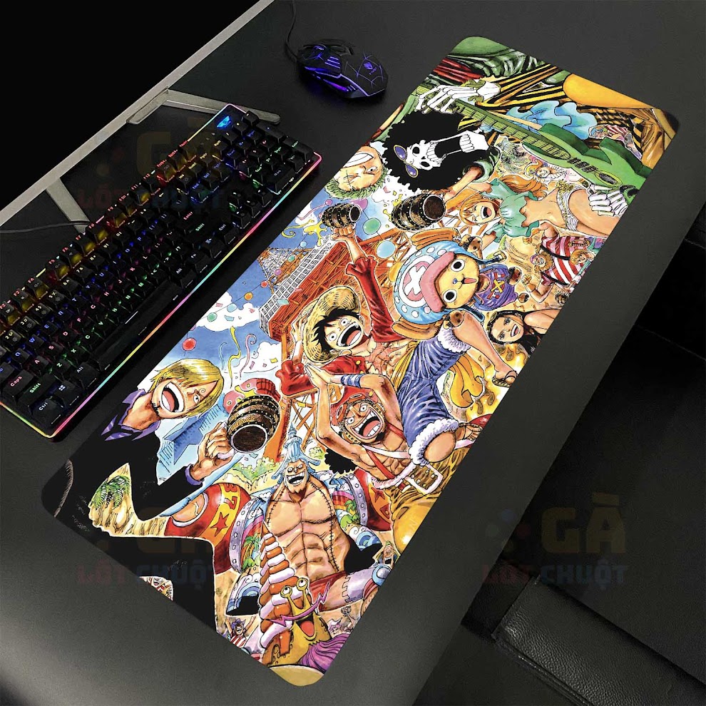 Lót chuột cỡ lớn 80x30 Băng Luffy đang tiệc cho gaming setup