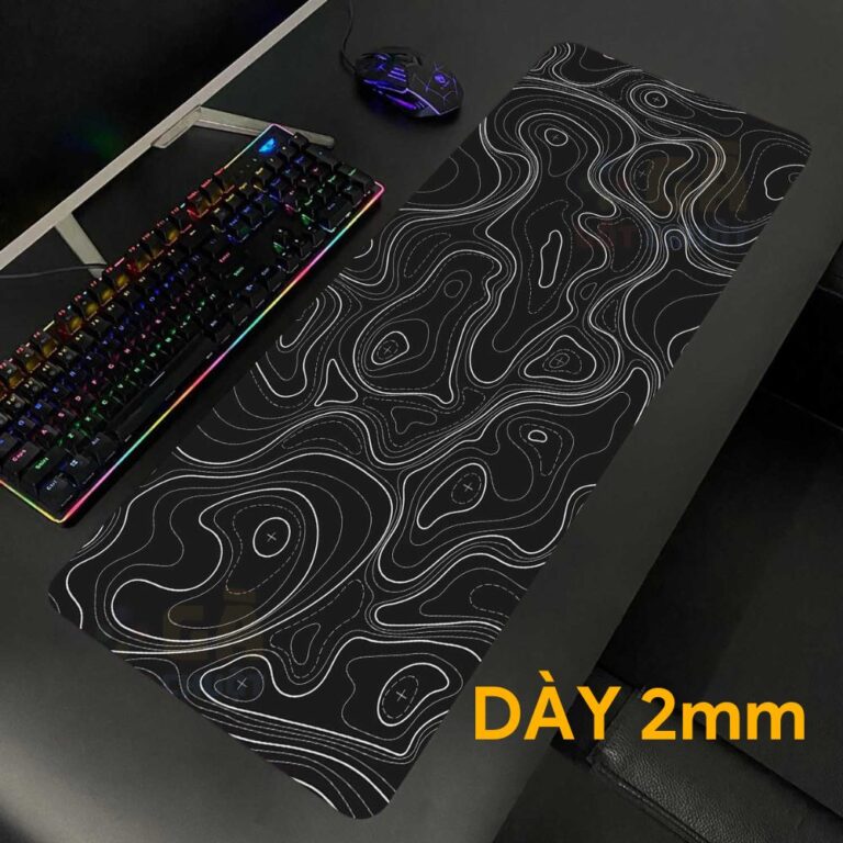 Deskmat 80x30 bố trí cùng bàn phím và chuột trên bàn làm việc