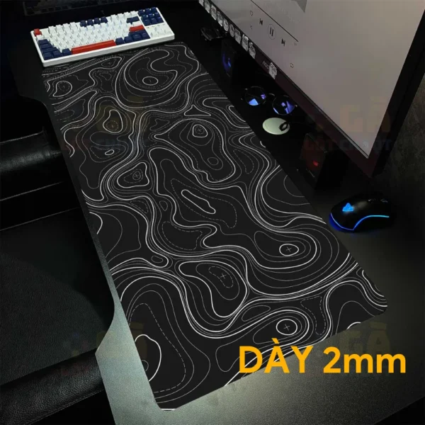 Lót chuột cỡ lớn 90x40 Chỉ trắng nền đen Dày 2mm