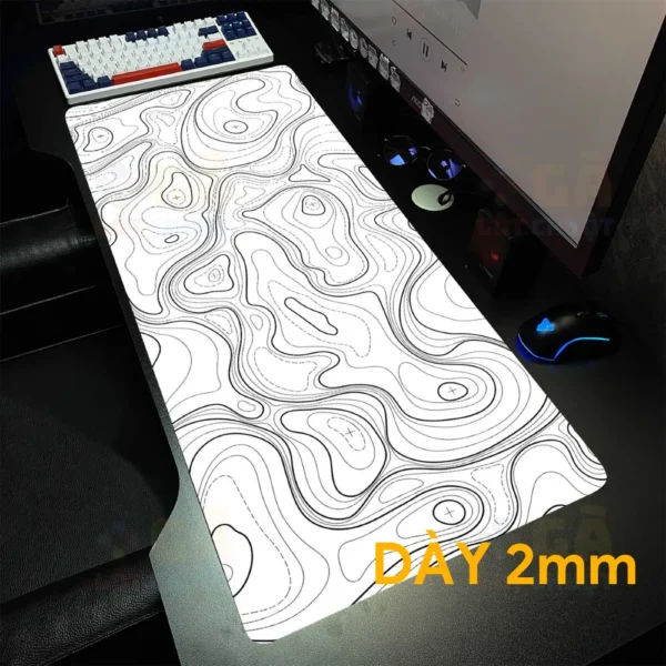 Lót chuột cỡ lớn 90x40 Chỉ đen nền trắng Dày 2mm