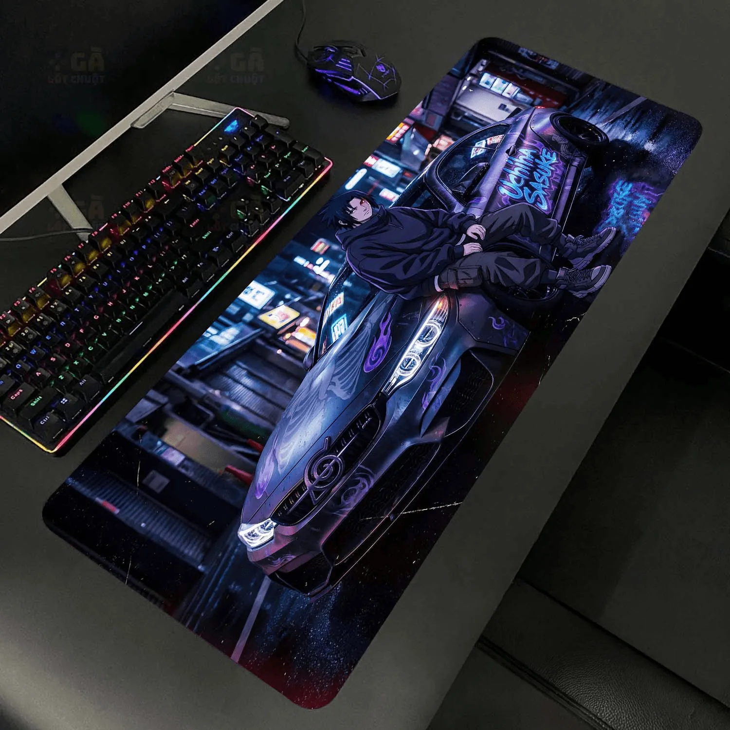 Lót chuột cỡ lớn 80x30 Sasuke và Siêu Xe cho gaming setup